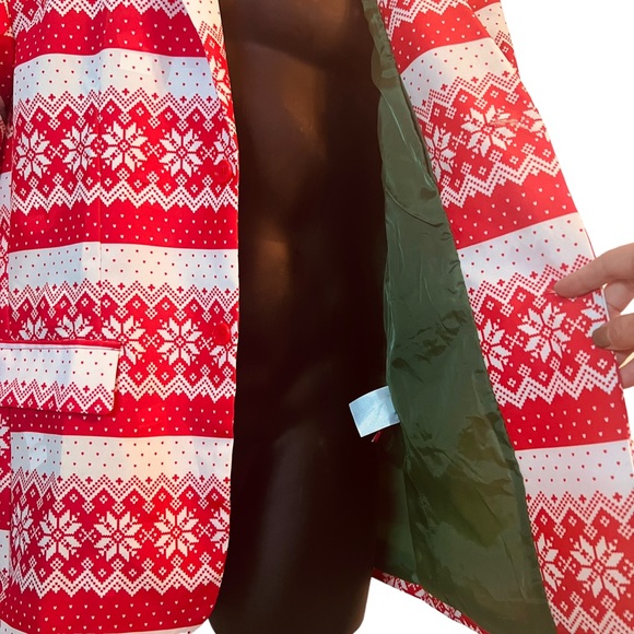 Life of the Party Ugly Christmas Blazer Jacket Red White Size Medium - Picture 5 of 6